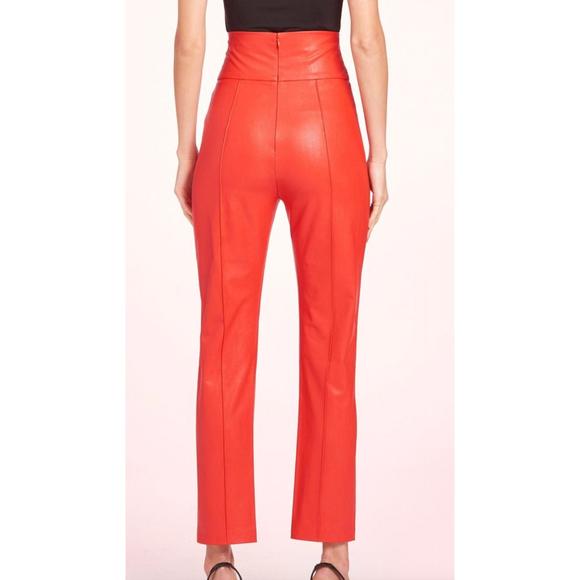 NEW AMANDA UPRICHARD romana high waist faux leather pant in lipstick - Picture 4 of 4